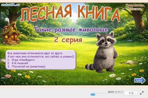 Материал «Лесная книга - Разные животные» — Развитие речи: Дикие животные