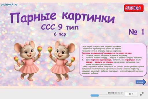 Материал «Парные картинки № 1» — слоговая структура тип 9