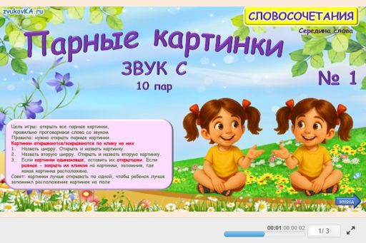 Материал для автоматизации звука с — В середине слова — Парные картинки № 1
