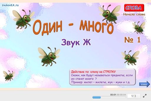 Материал для автоматизации звука ж — В начале слова — Один — много № 1
