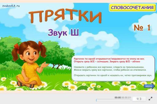 Материал для автоматизации звука ш — Во всех позициях — Прятки № 1