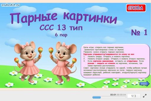 Материал «Парные картинки № 1» — слоговая структура тип 13